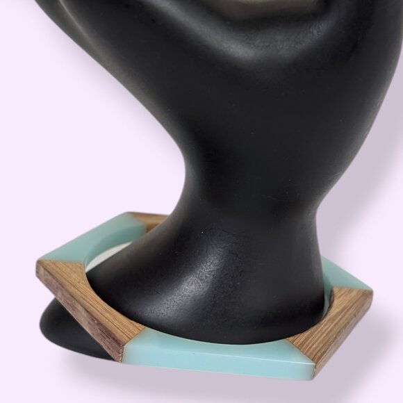 Olive & Poppy Lucite & Reclaimed Wood Bangle Bracelet - Picture 2 of 4